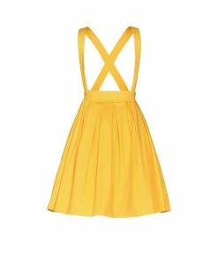 Shop All In-Stock Items By Size OYS Final Sale - Magically Made For Couture For Every Body Joanne Jumper Skirt With Removable Straps In Yellow Cotton Sateen