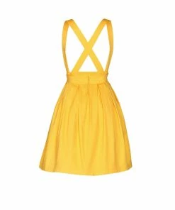 Shop All In-Stock Items By Size OYS Final Sale - Magically Made For Couture For Every Body Joanne Jumper Skirt With Removable Straps In Yellow Cotton Sateen