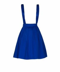 OYS Final Sale - Magically Made For Couture For Every Body Joanne Jumper Skirt With Removable Straps In Blue Cotton Sateen Shop All In-Stock Items By Size
