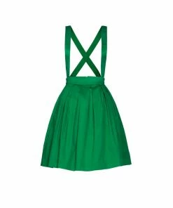 Shop All In-Stock Items By Size OYS Final Sale - Magically Made For Couture For Every Body Joanne Jumper Skirt With Removable Straps In Green Cotton Sateen