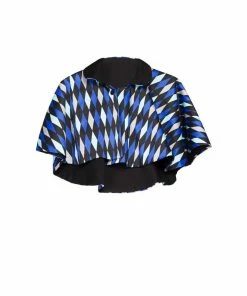 OYS Final Sale - Magically Made For Couture For Every Body Celestina Reversible Capelet In Black And Blue House Harlequin Shop All In-Stock Items By Size