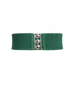 Malco Modes Lock It In Vintage Inspired Stretch Belt In Emerald Green