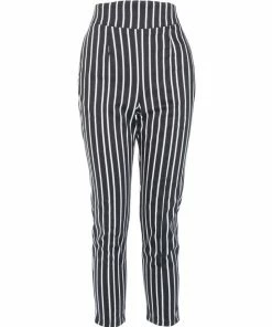 Final Sale - Vintage Style High Waisted Cropped Trousers In Victorian Stripe | Laura Byrnes Design