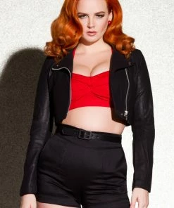 Traci Lords For Couture For Every Body OYS Final Sale - Allison Crop Top In Red Bengaline By Traci Lords