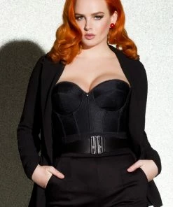 Pinup Girl Clothing Vintage Silhouette Backless Satin Longline Bra In Black 14 Pinup Girl Clothing Vintage Silhouette Backless Satin Longline Bra In Black