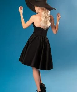 Shop All In-Stock Items By Size Final Sale - Bela Bustier Dress In Black Cotton Sateen | Pinup Couture