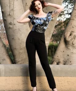 Traci Lords For Couture For Every Body Final Sale - Olivia Vintage 90's Style Tapered Pants In Black Stretch Crepe | Traci Lords