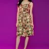 Final Sale - Jenny Dress In Brown Tiki Cotton Sateen | Pinup Couture 1 Final Sale - Jenny Dress In Brown Tiki Cotton Sateen | Pinup Couture